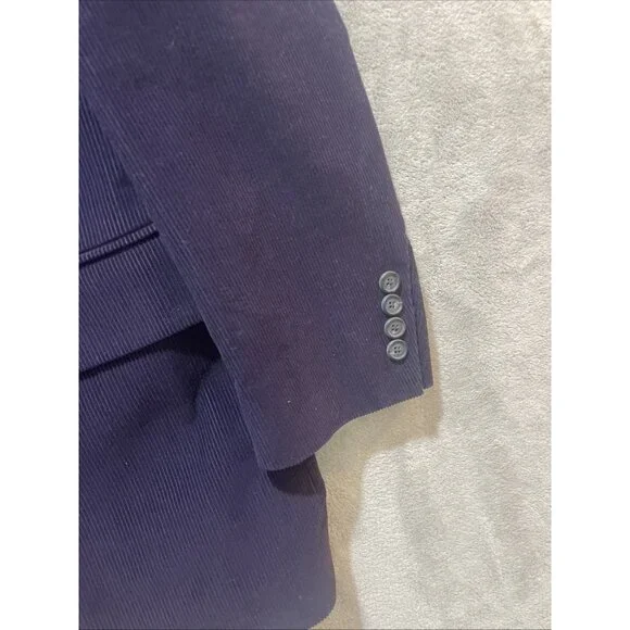 Lands End Royal Purple‎ 100% WOOL Corduroy Blazer Sport Coat Jacket Mens 41R